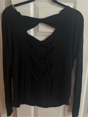Brandy Melville long sleeve blouse top bows feminine stretch OS